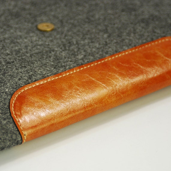 11"  Macbook Pro sleeve 11" Macbook Air Sleeve Leather 11 macbook Case Handmade Felt Laptop case Macbook Retina-Grey :E1137-MGra02
