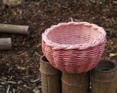 Raspberry red/pink upcycled basket handmade from paper/newspapers