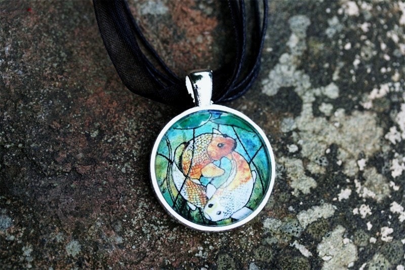 Koi Necklace Japanese Koi Japan Koi Fish Japanese Goldfish Necklace Black Necklace Rope Included Sushi Sashimi