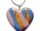Heart pendant - Blue, peach and gold