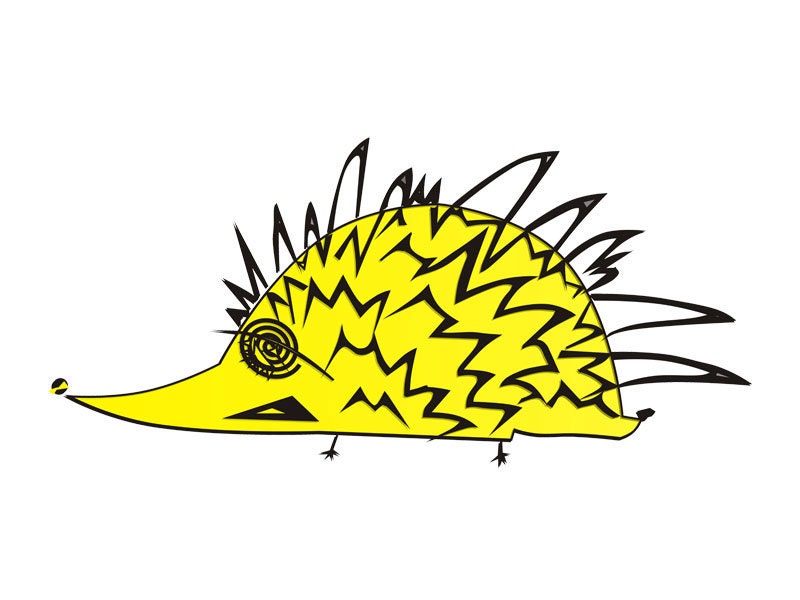 Hedgehog  Art print (A4) - Yellow hedgehog - Limited edition - Free shipping - 99heads