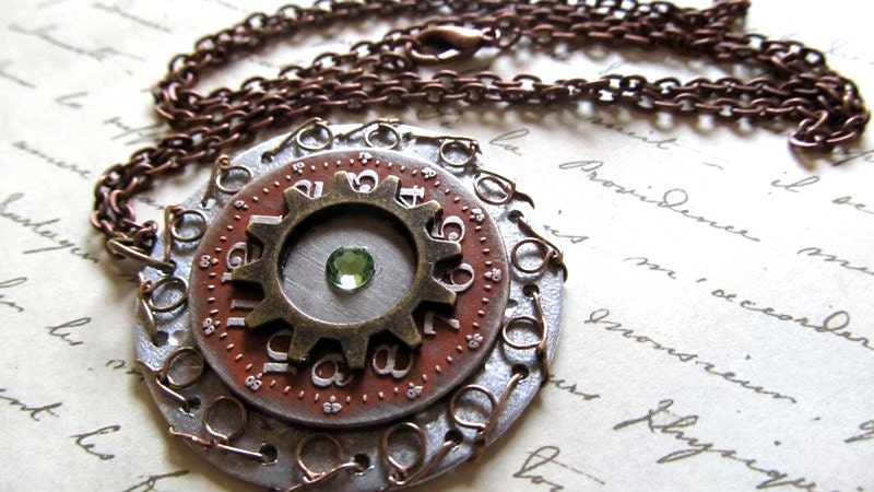 Steampunk Jewelry, Steampunk Pendant, Clock Gears, Steampunk Necklace, Gothic Jewelry, Silver Clock Pendant, MetalWork Jewelry