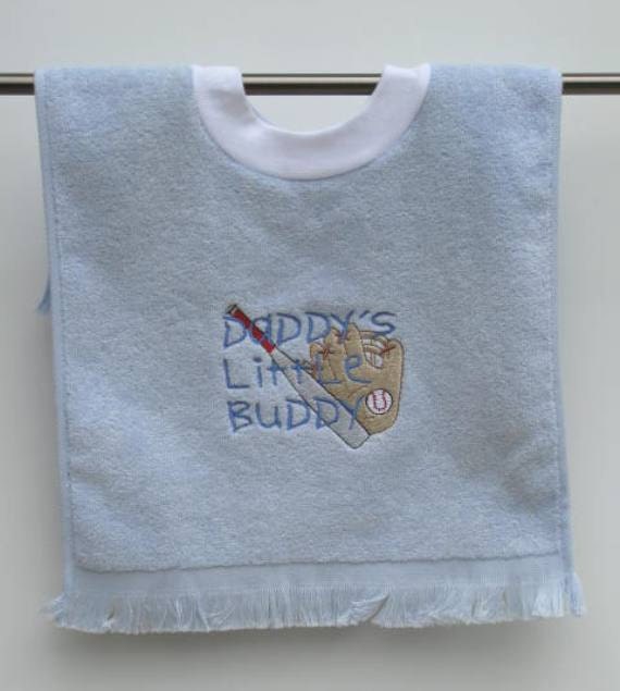 Embroidered Daddy's Little Buddy Over The Head Towel Baby Bib