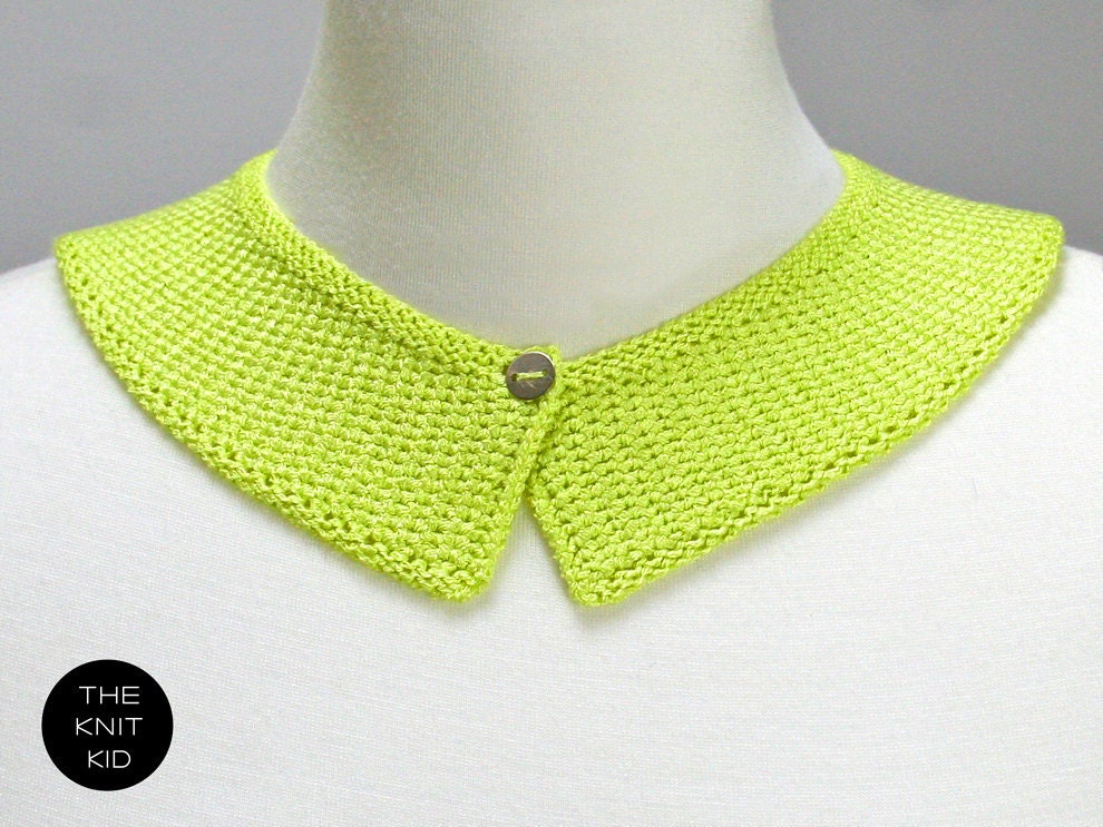 knitted collar neon yellow green lime viscose theknitkid