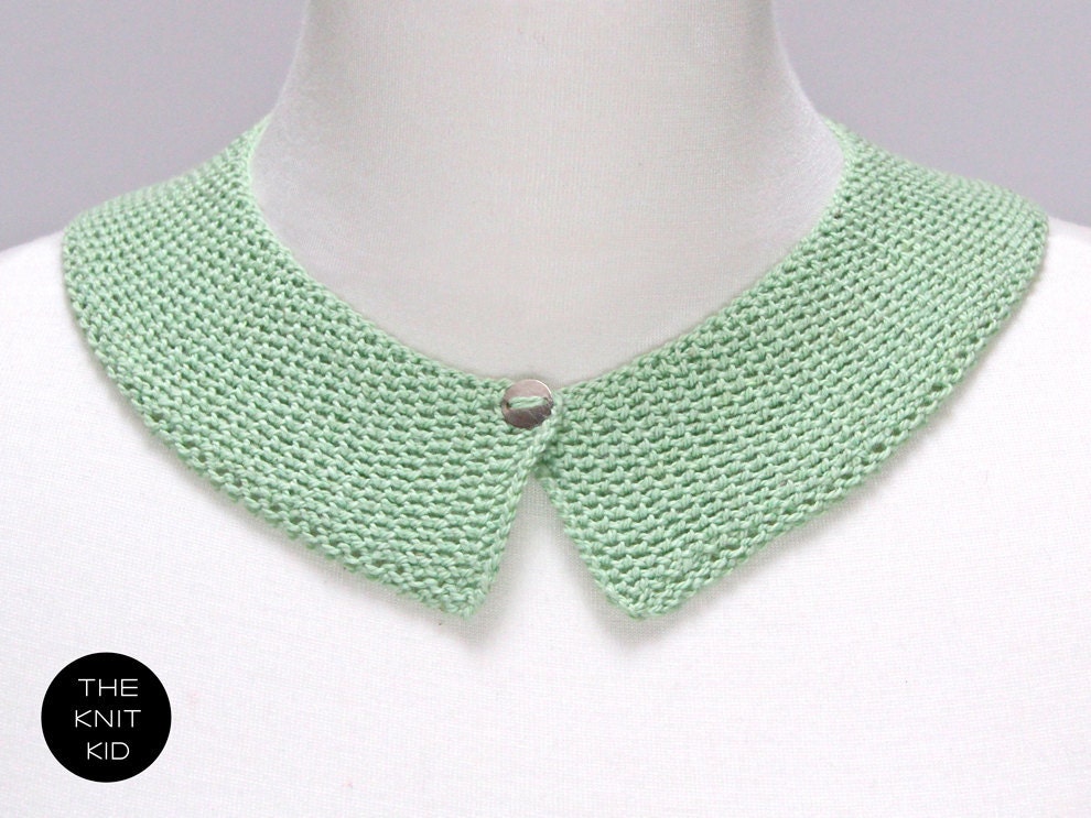 knitted collar mint light green pastel cotton theknitkid