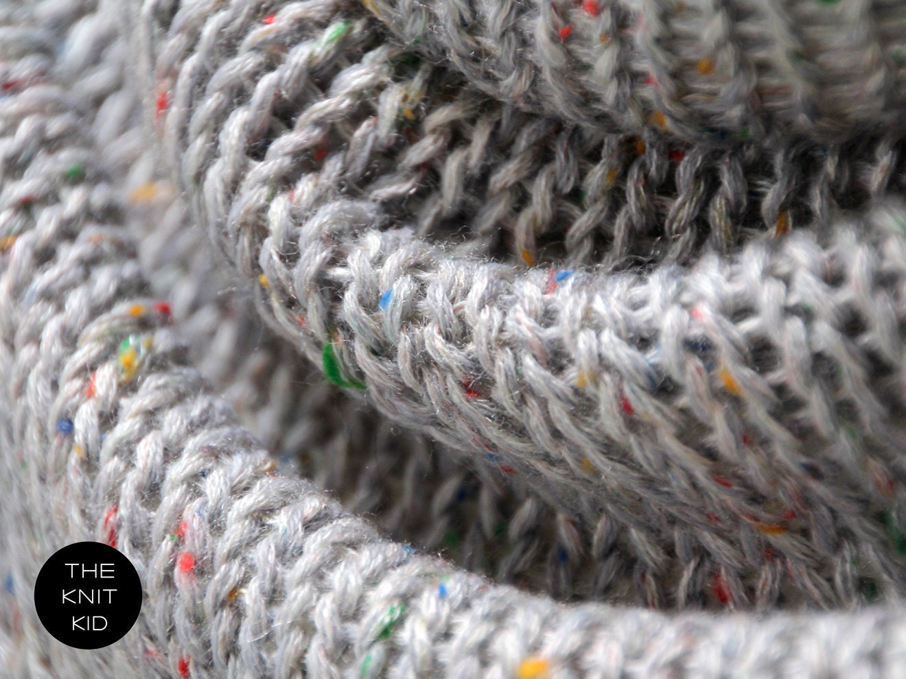 merino grey colorful dots triangle scarf theknitkid