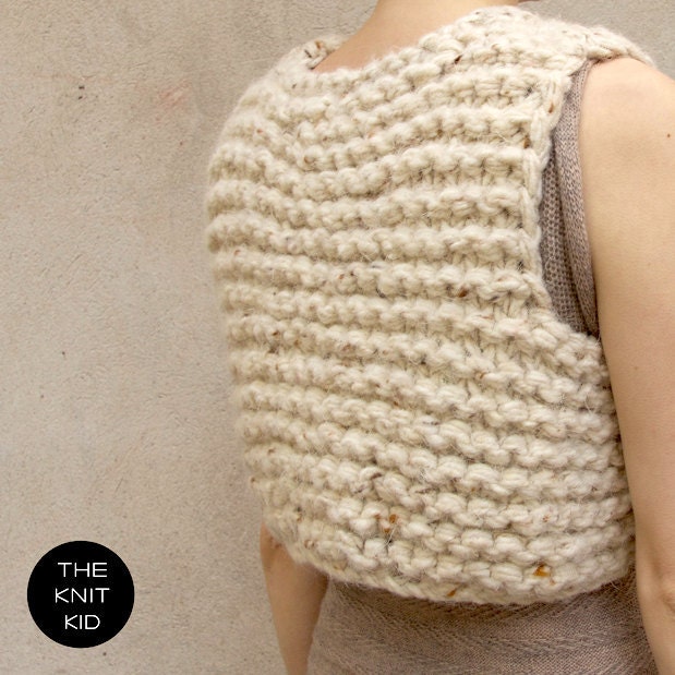 bulky knitted waistcoat cream beige giant knit the knit kid