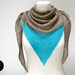 triangle scarf linen viscose mud turquiose triangular shawl theknitkid
