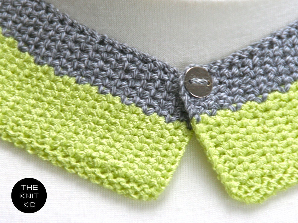 knitted collar neon yellow grey gray cotton theknitkid one size