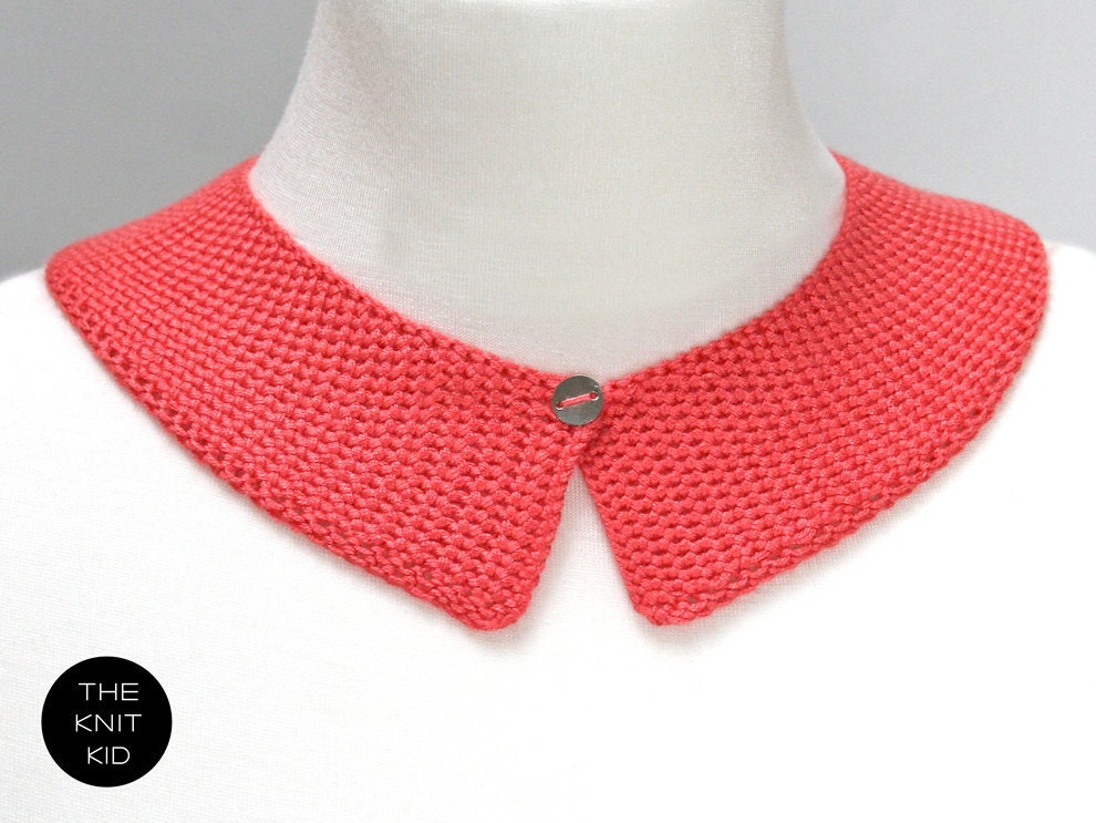 knitted collar coral red orange red  cotton theknitkid