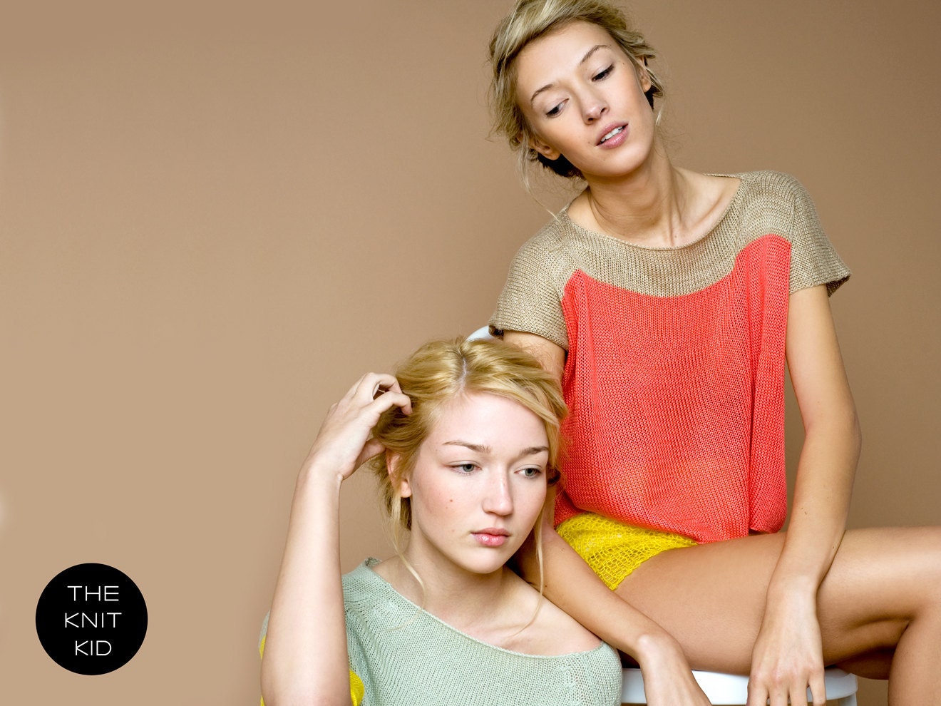 knitted sweater top beige coral cotton viscose theknitkid