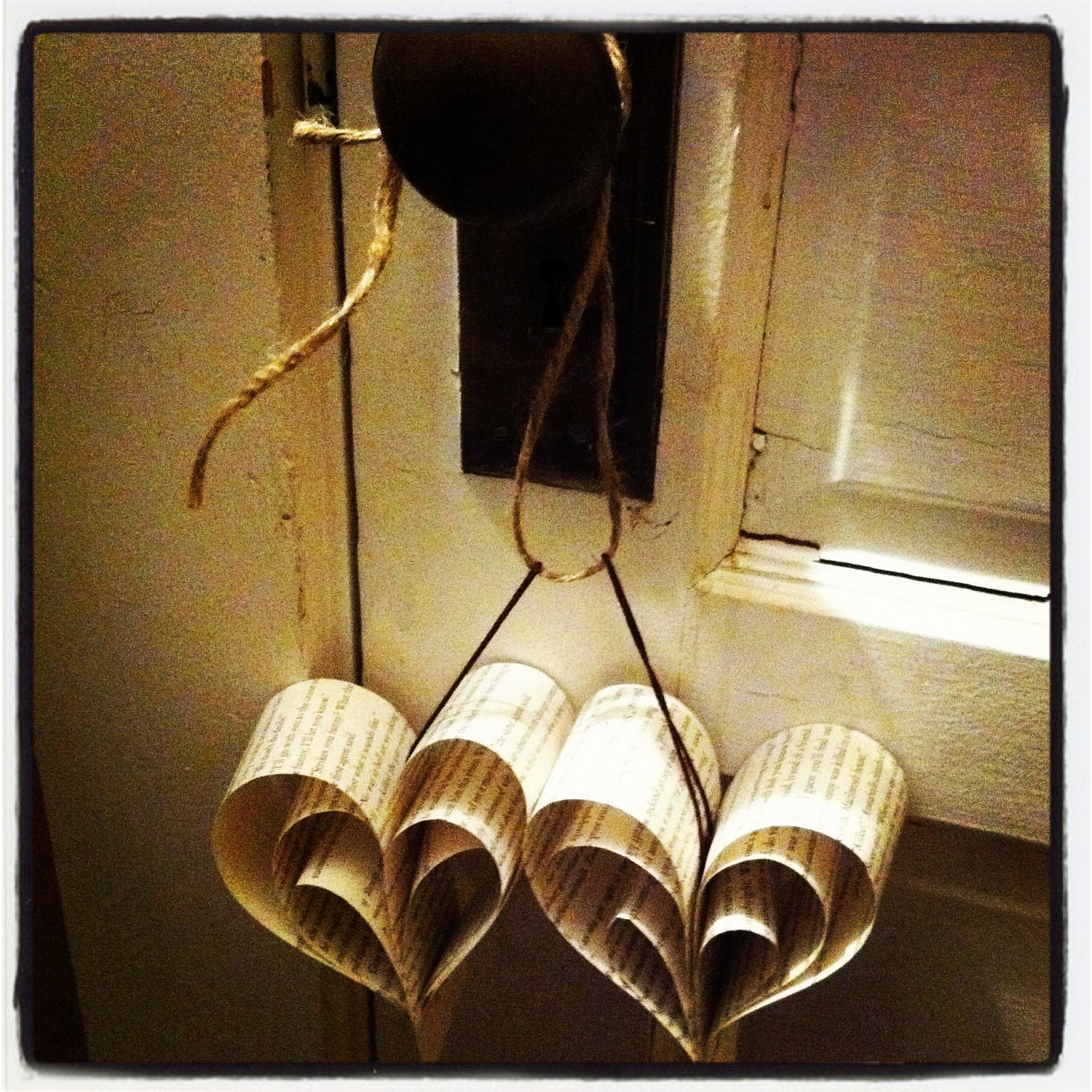 Rustic Heart Decor (8 Recycled Heart Ornaments on 6 foot Twine)