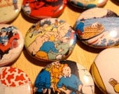 tintin pin buttons, complete collection of the comic books the adventures of tintin. set of 24