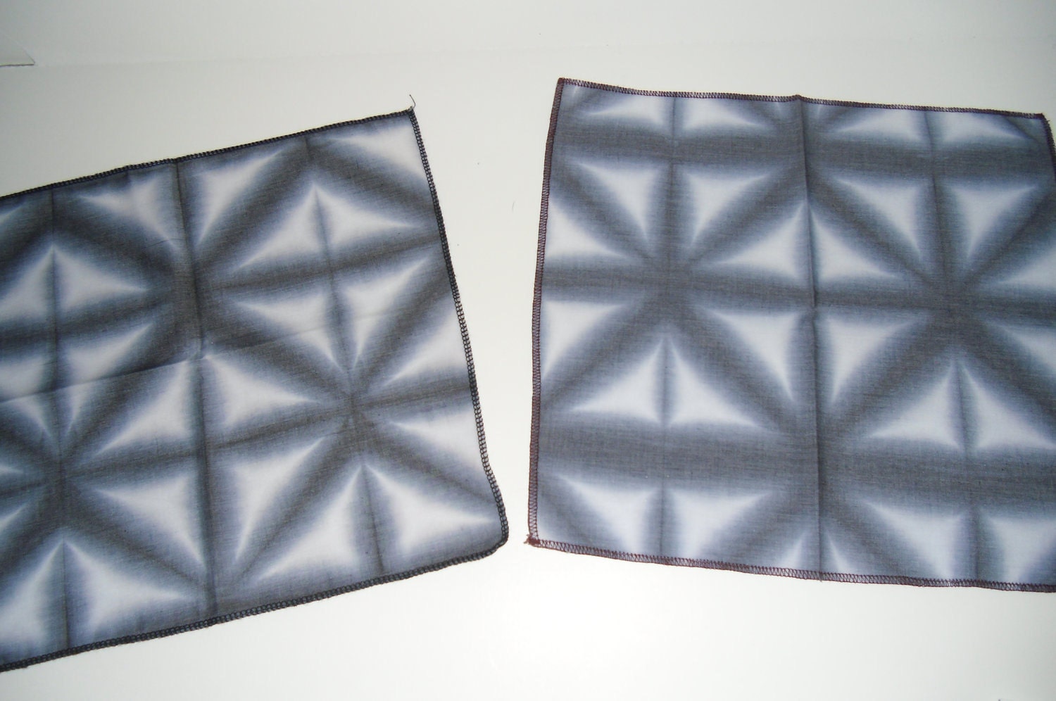 Indigo Shibori: Hand Dyed Quilting Cotton 4 pieces (10" x 11")