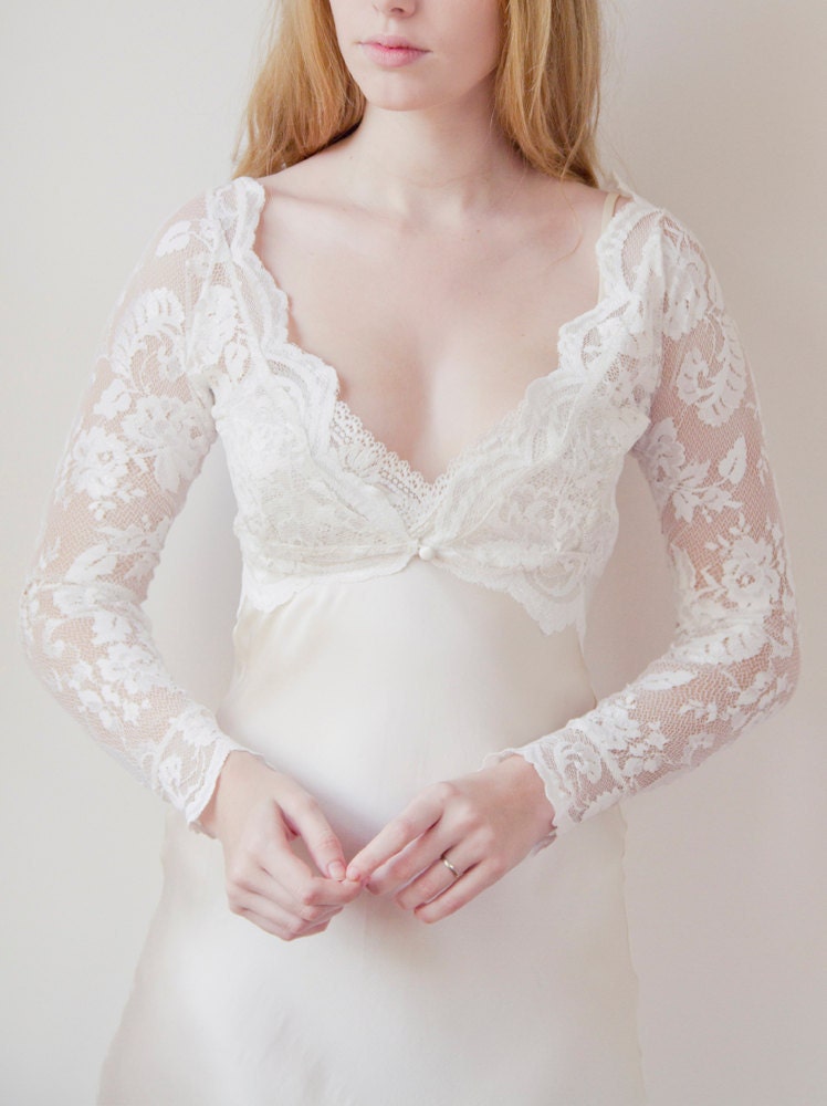 French lace ivory bolero / cropped jacket