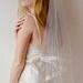 Vintage style Ivory veil, tulle with French embroidery trim