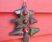 Green fused glass tree ornament