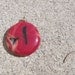 Fused glass pendant red orange