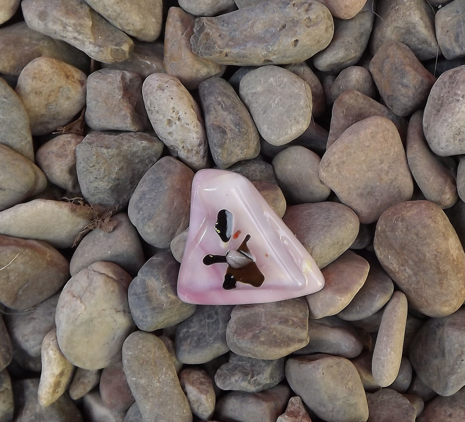 pink person fused glass magnet