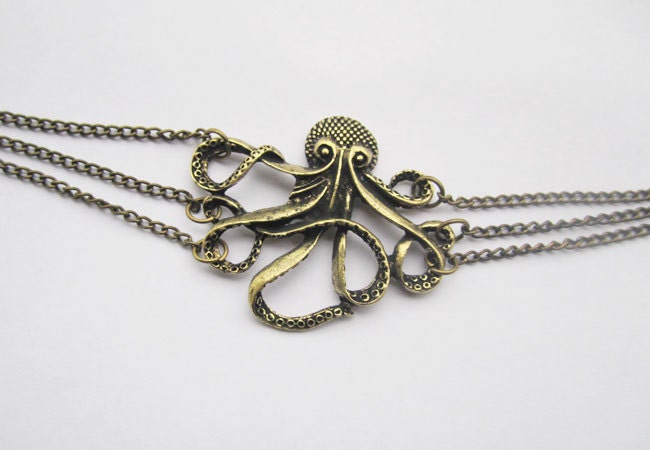 antique brass octopus bracelet
