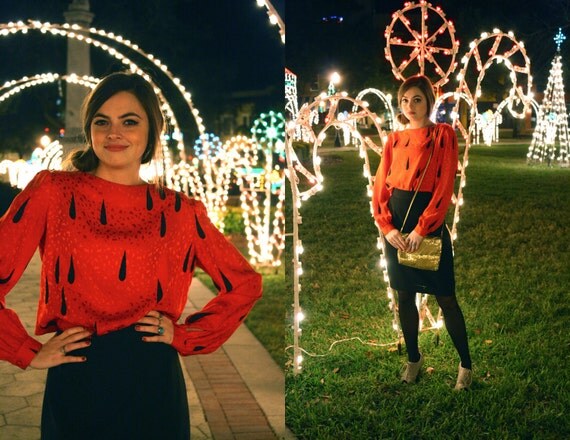 Vtg "Watermelon" Blouse