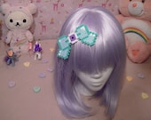 Mint Green Kawaii Eyeball Bow Hair Clip
