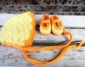 Crochet Sweet Summer Bonnet with matching crochet Mary Jane's