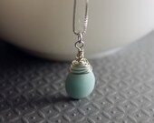 Wire Wrapped Amazonite Gemstone Pendant Necklace
