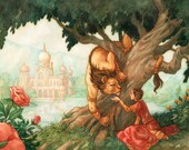 Beauty and the Beast Fairy Tale Illustration 11x17