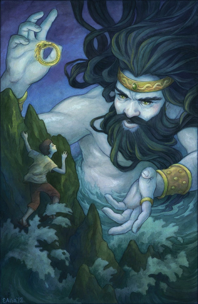 Viking Ocean God Illustration 11x17
