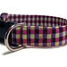Dog Collar Purple Pink and Yellow Plaid - Adjustable - Medium Size 3/4"
