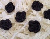 Set of 5 Medium Sassy Slate Rolled Felt Roses