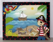 A Pirate on a Quest for Treasure, Handpainted on Canvas
