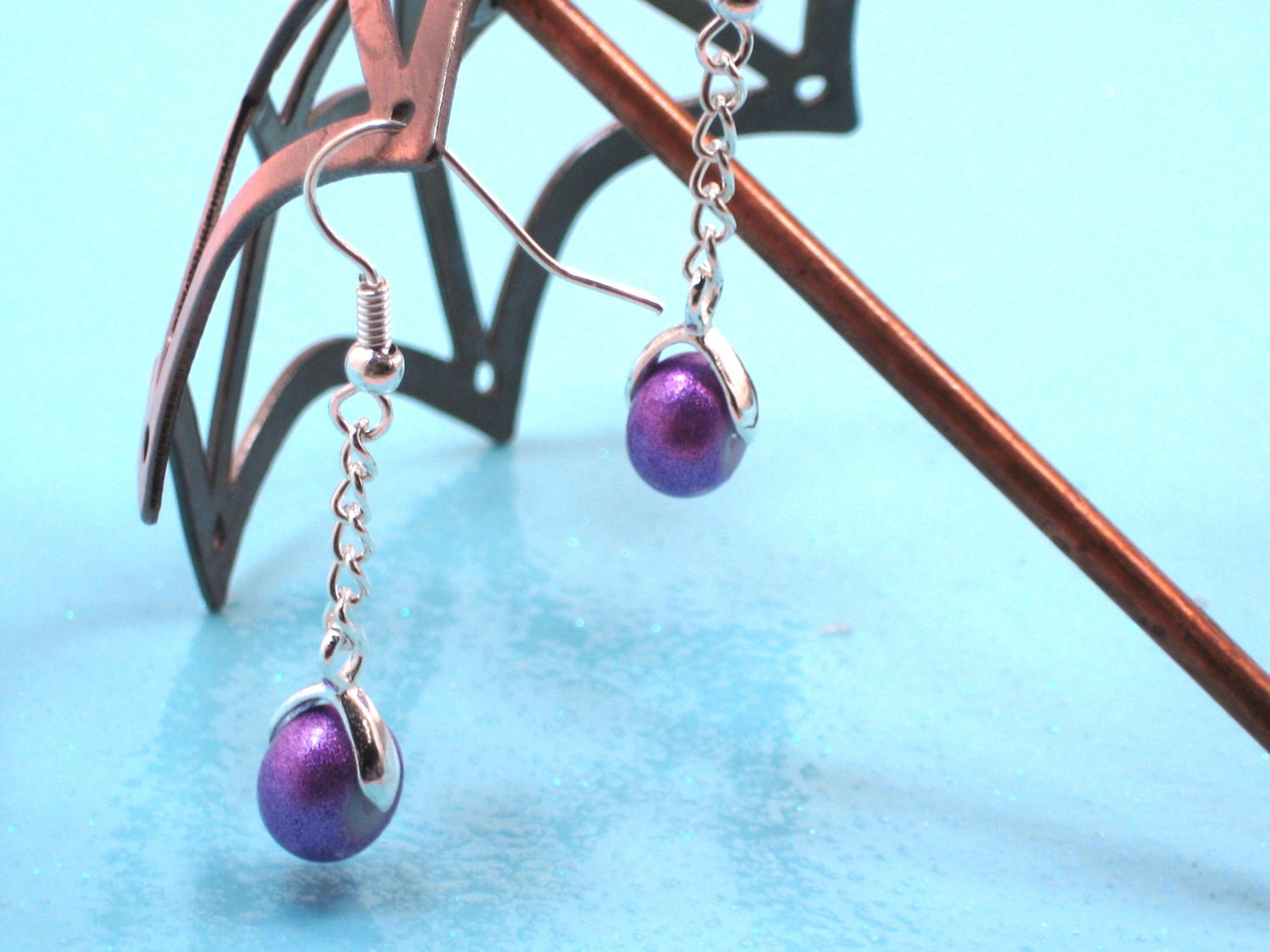 Pink Bead Earrings Pink Bead Dangle Earrings Pink Bead Dangle Earrings Chain Dangle Earrings Pink Beads Dangle Charm Bead