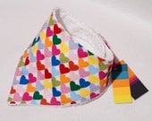 Baby Neckerchief Dribble Bib - Alexander Henry Heart to Heart - Bright Coloured Hearts