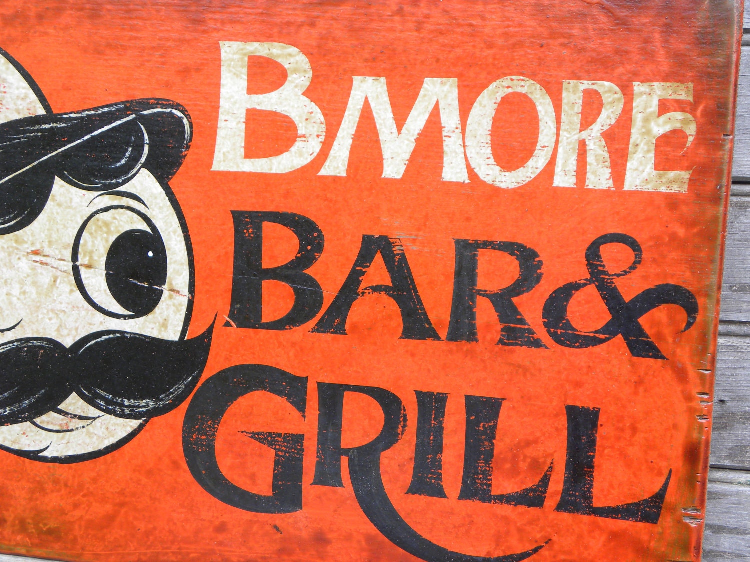 Natty Boh Bar & Grill Sign, hand painted, original, faux vintage wood sign