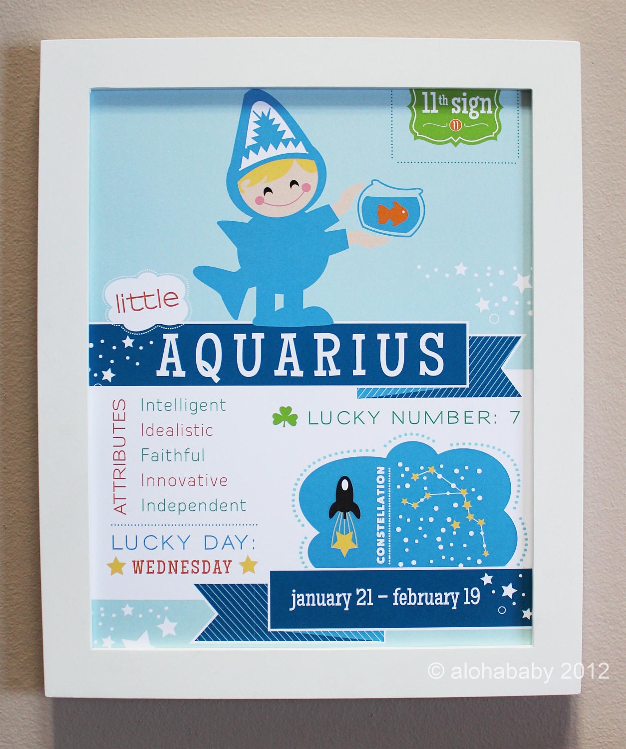 Aquarius Baby Zodiac Print