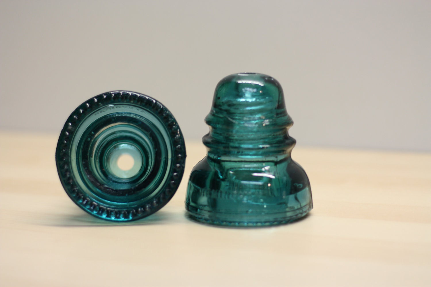 One Pre-drilled Aqua Blue Hemingray 40 Glass Insulator