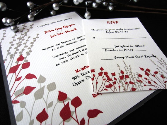 Red and Gray Asian Flair Invitation Sample