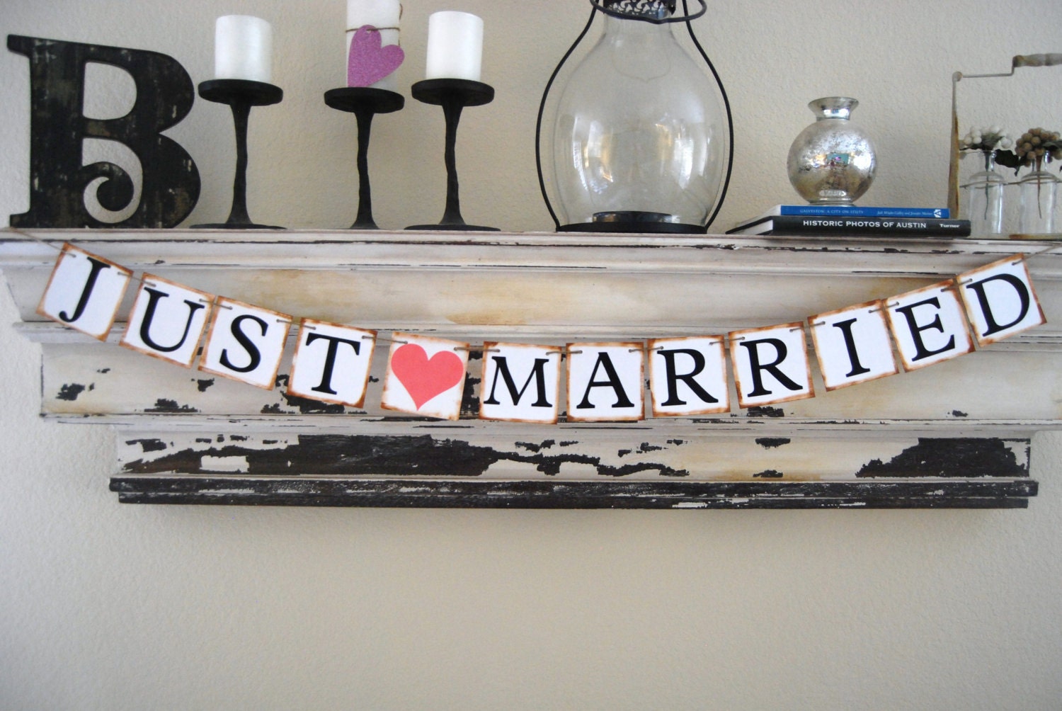 JUST MARRIED Wedding Banner Sign Garland Bunting- Photo prop or decoration