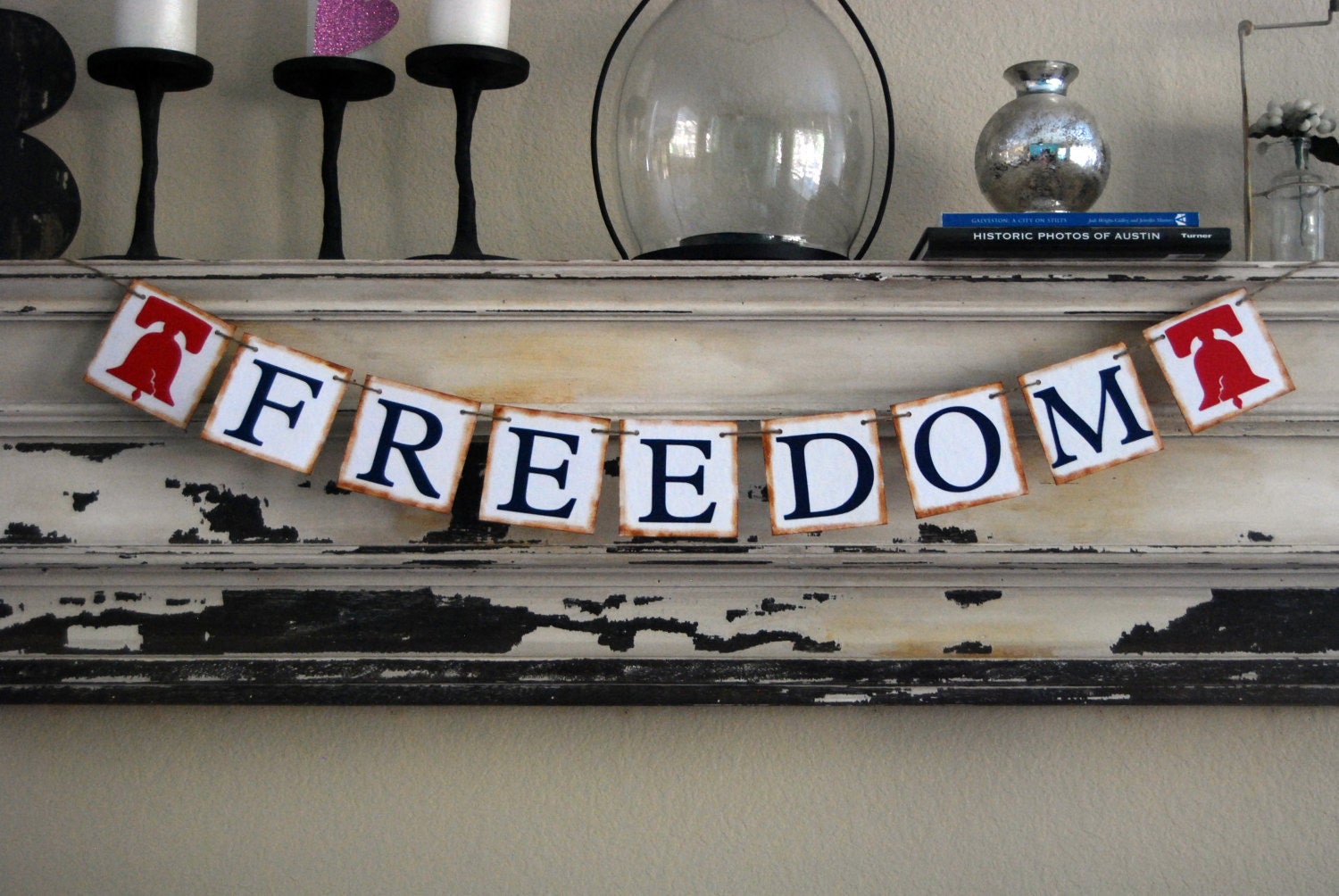 Freedom Banner - 4th of July Decoration - Patriotic Garland - Bunting - Sign - Wall Hanging