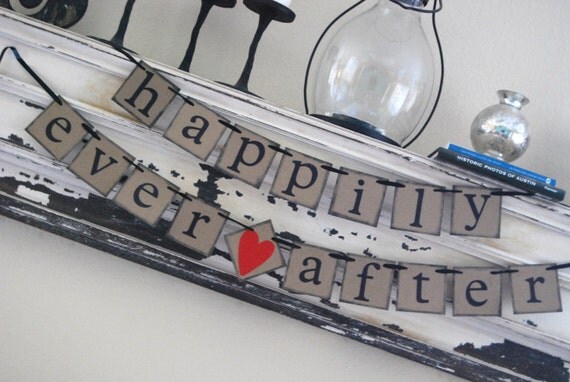 HAPPILY EVER AFTER Wedding Banner Sign Garland Bunting- Photo prop or decoration