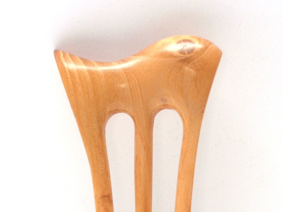Wooden hair fork, 3 prong, Hair sticks, Wood, Mulberry, Hairpin, Handmade