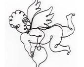 Angel with Nectar from Heaven   continuous wire sculpture little Putti with wings