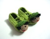 baby booties, green boy  baby slippers, crochet baby shoes, crochet baby booties 6 - 12 month baby, crochet baby shoes, baby socks