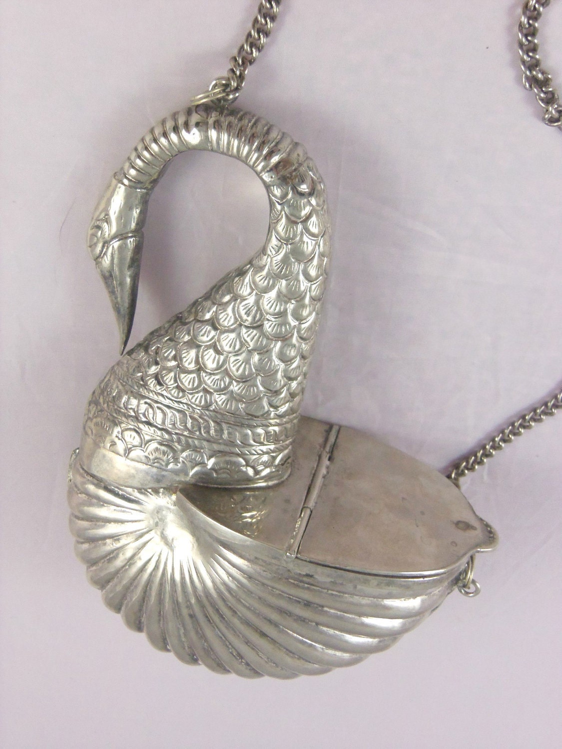 RESERVED FOR DAISYHENG Silver Swan Purse- Silver Plated Swan Purse with Velvet Interior