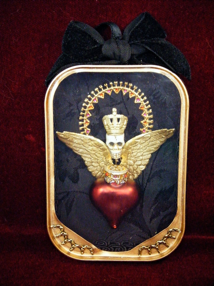 Vintage-Style Gothic Memento Mori Shadowbox Shrine for "La Petite Mort"