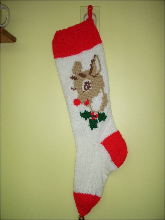 Hand-Knitted Personalized Rudolph Christmas by dhammerstone