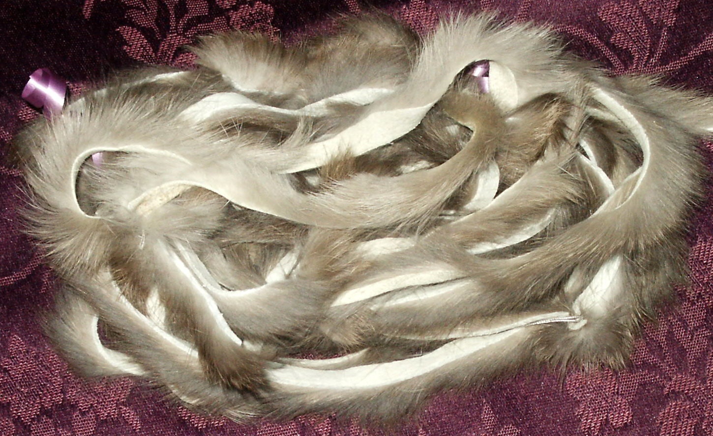 Novelty Genuine Brown/Beige RABBIT FUR YARN by WearableArtbyRIMMA