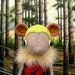 Oatmeal Woollen Mouse - Handmade plush sculpture - oatmeal woollen body with felt ears and tail - wearing tunic,woolly hat and boots.